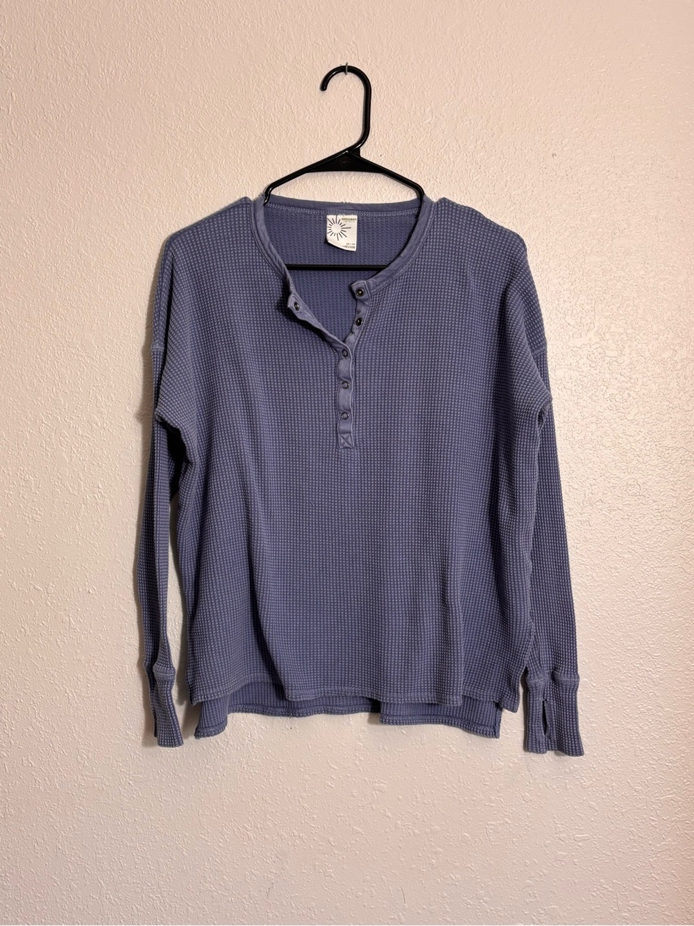 aerie Blue Long Sleeve Waffle Henley